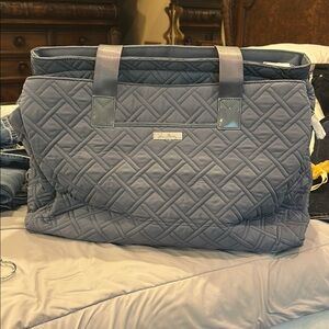 Vera Bradley Gray Quilted Travel Bag Soft Fabric